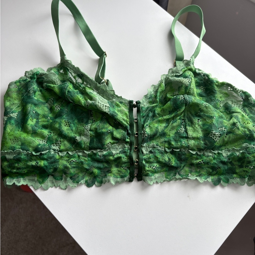Aerie Front Clasps Green Lace Bralette Size XL Bra St Patrick’s Day ☘️ - Picture 2 of 9